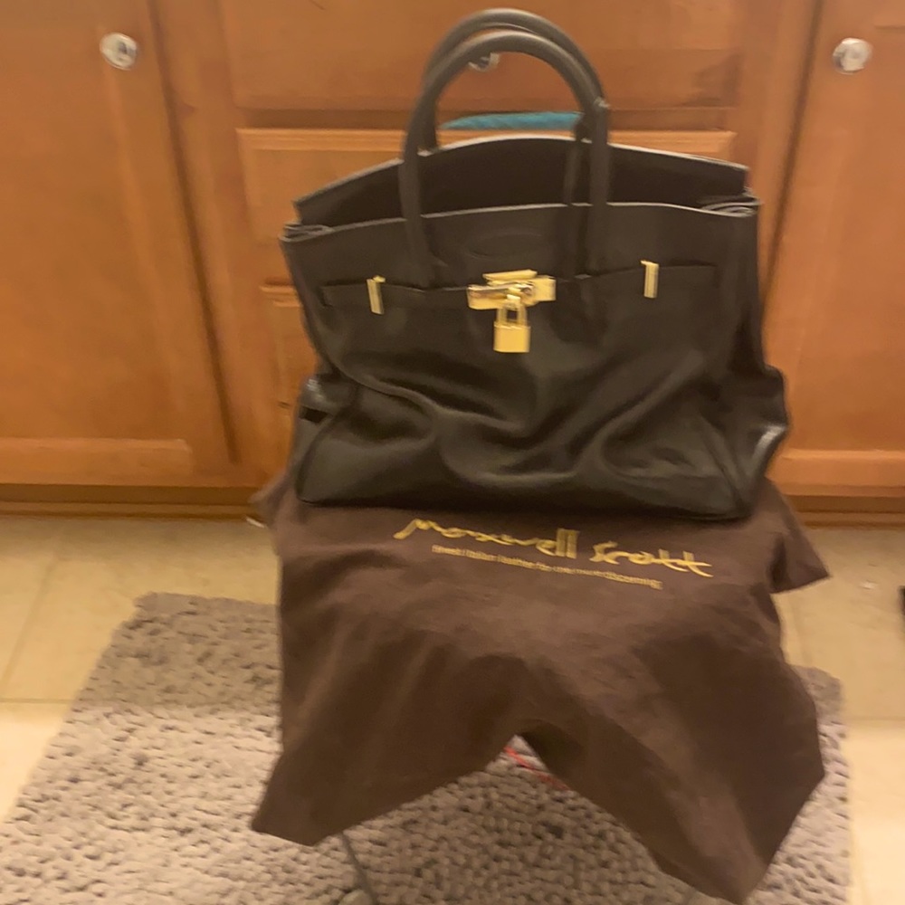 Black Italian leather Birken style bag